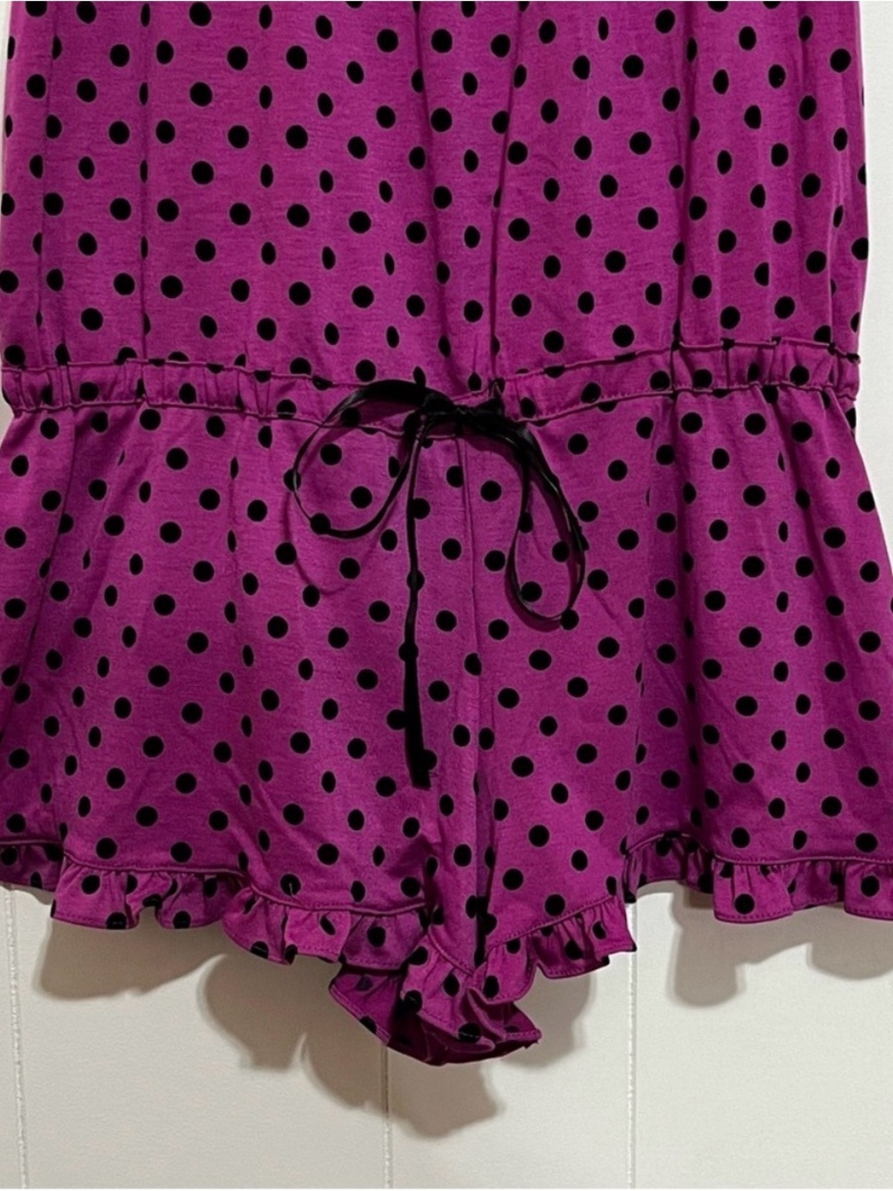 Betsey Johnson Purple Polka Dot Ruffle Romper Pajama - Picture 4 of 9